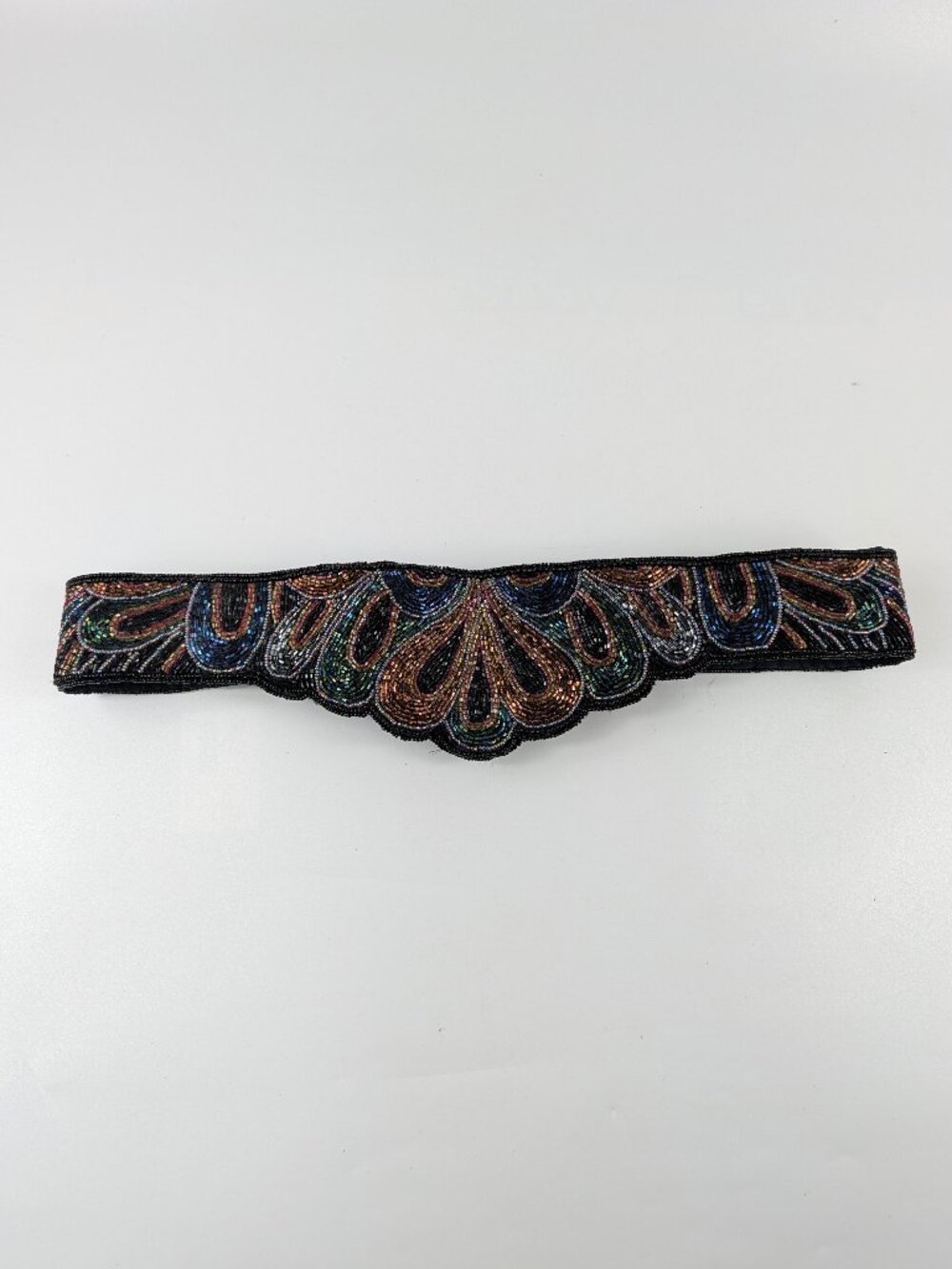 Vintage Magid Beaded Statement Belt Multicolor Geometric Pattern, Lined